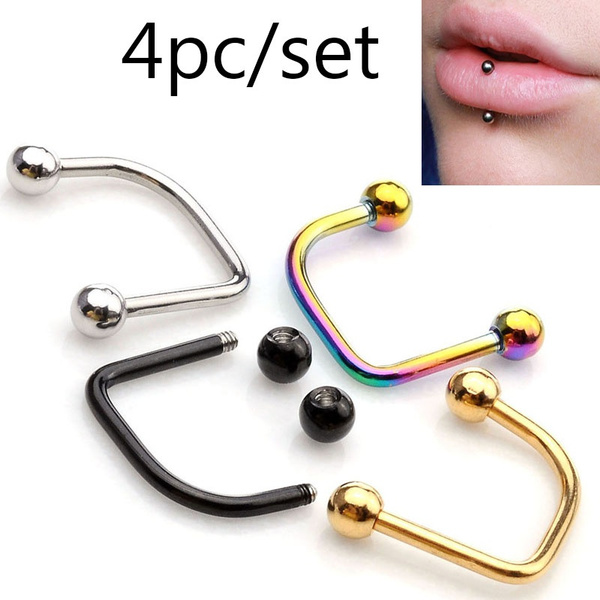 Labret Monroe Crystal on Side 316L Surgical Steel Horseshoe/Lip Rings –  Body Accentz